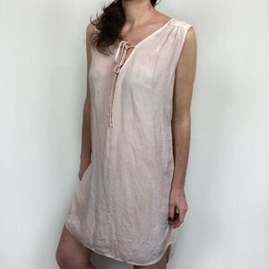 NYTT Pink Neck Tie Loose Fit Shift Dress